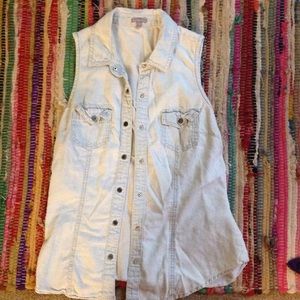 Button up denim tank