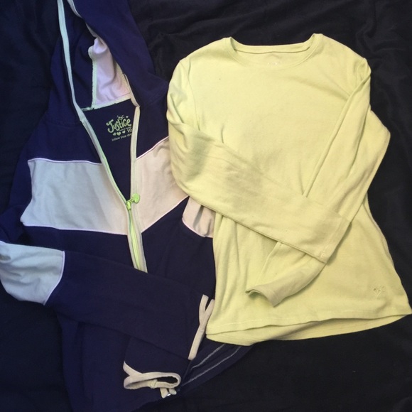 Justice zip up hoodie and top
