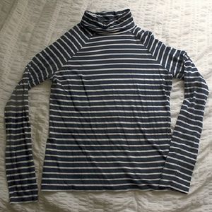 Navy and White Striped Turtleneck Long Sleeve