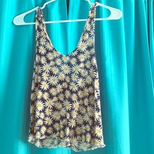 Forever 21 Cropped Daisy Cross Back Tank
