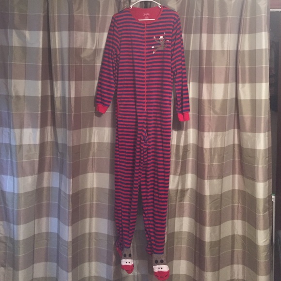 Nick & Nora sock monkey footie pajamas Sz M