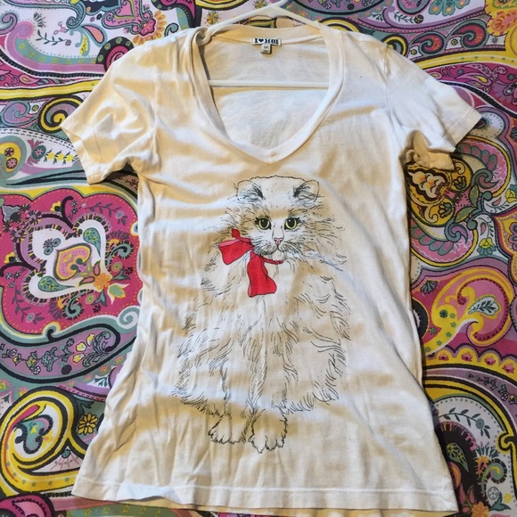 Cute White Cat Design by I Love H81 Shirt size S/P