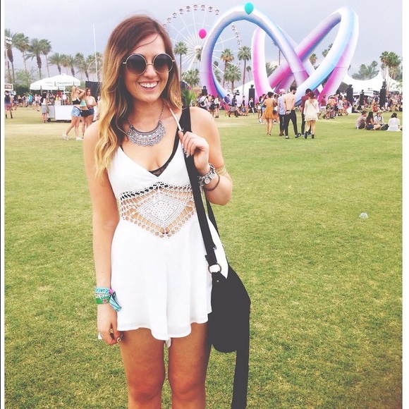 Lf diamond crochet white romper