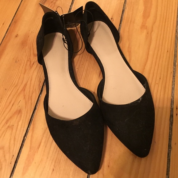 Black suede flats