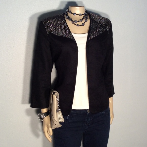 Chico's Jackets & Blazers - Chico's black blazer with chain shoulder detail