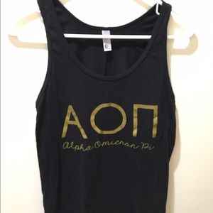 Black AOII Tank with Gold Foil Letters