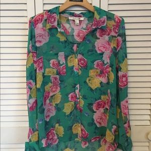 Forever 21 floral chiffon button down
