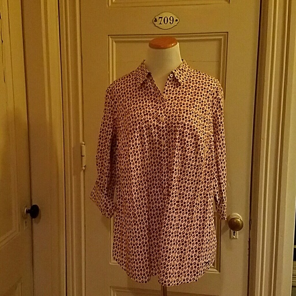 Talbots Woman cotton apple print button down shirt