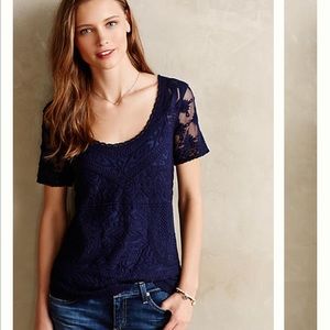 NWOT Anthropologie Embroidered Mesh Tee XS $98