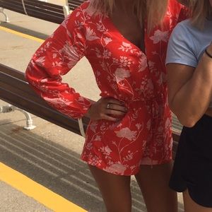 H&M Red & White Floral Romper