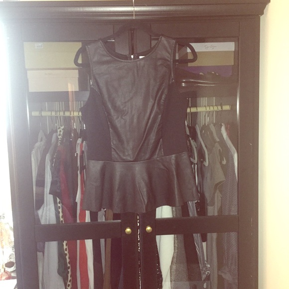 SOLD. Leather peplum top - Picture 2 of 3