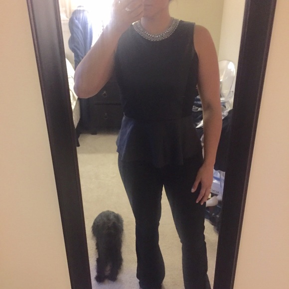 SOLD. Leather peplum top - Picture 3 of 3