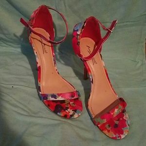 Anne Michelle floral print heel/sandals