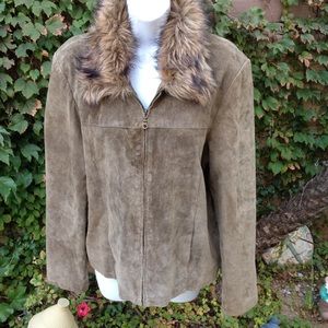 John Paul Richard pea green suede leather jacket