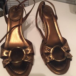 REDUCED!! J. Crew gold wedge sandals
