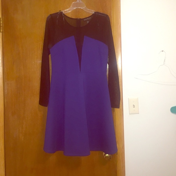 Blue and black mesh cut out dress. PLUS.