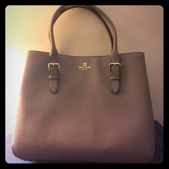 Gray leather Kate spade tote, NEW