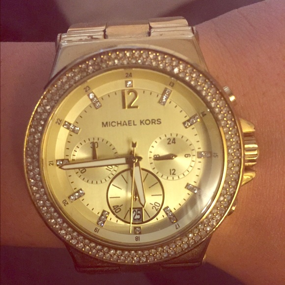 Michael Kors gold crystal watch large face