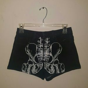 Black halloween skeleton shorts