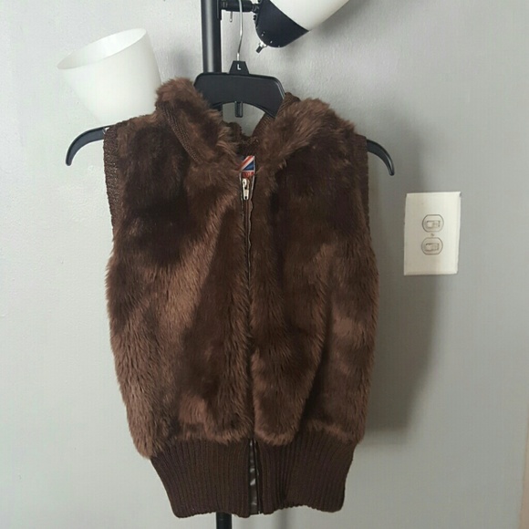 Faux fur hooded vest