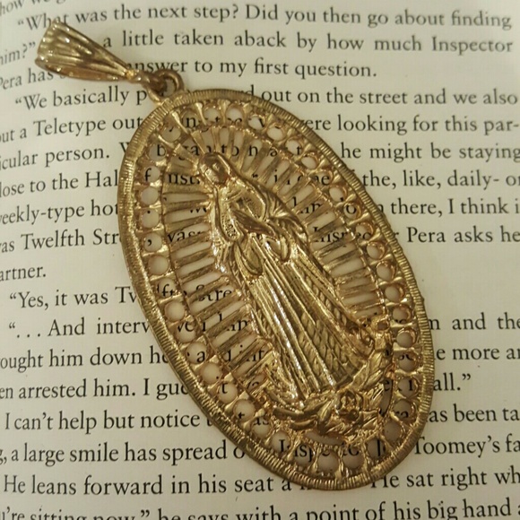 XL gold mother Mary charm necklace