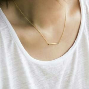 Straight tube Pendant Necklace Gold