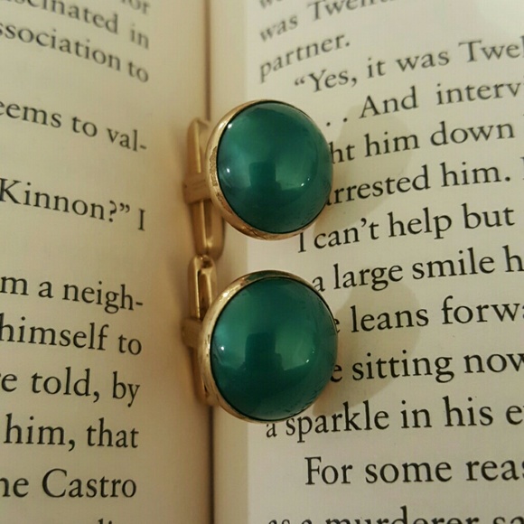 gold and green vintage cufflinks