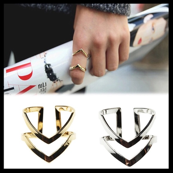 Trending Gold & Silver Plated Double V Ring