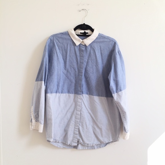 Blue Geometric Collared Shirt