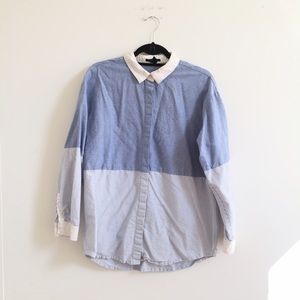 Blue Geometric Collared Shirt