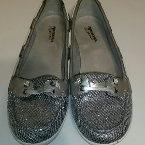 Silver sparkly flats