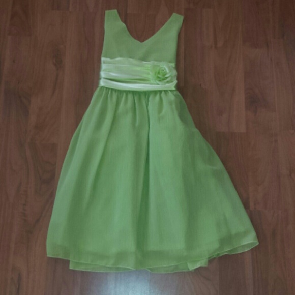 Girl's Green V-Neck Dress