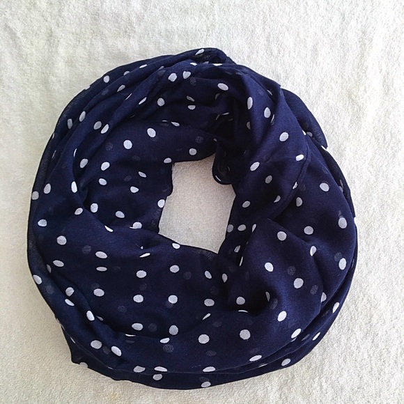 Accessories - Navy Blue Polkadot Infinity Scarf