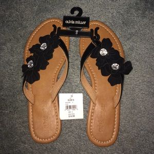 Flip Flops with Flower Embellishment