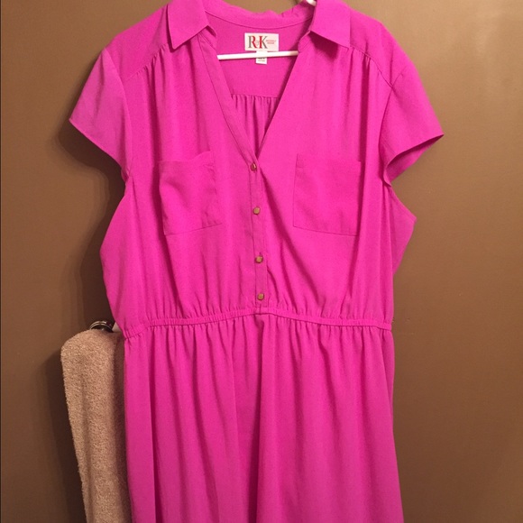 Pink plus size shirt dress