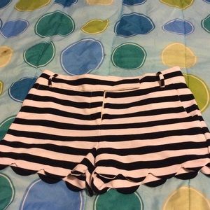 Black and white striped shorts