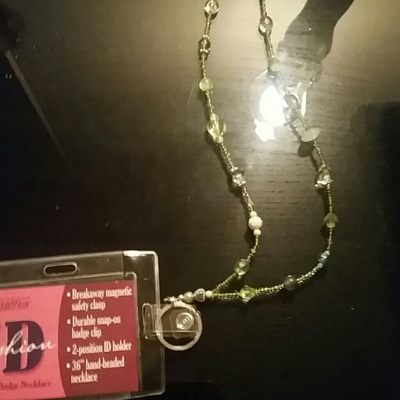 36 inch hand beaded badge ID necklace