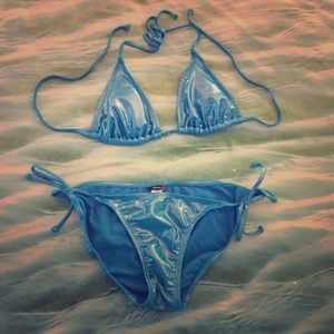 Metallic Ocean Blue Bikini NWOT Old Navy