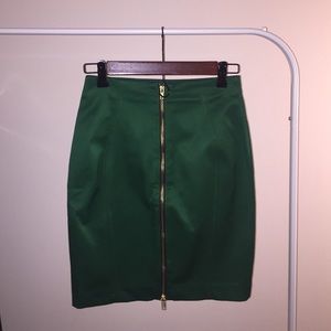 Green Pencil Skirt w/ Gold Zipper from H&M