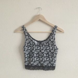 Black Floral Crop Top
