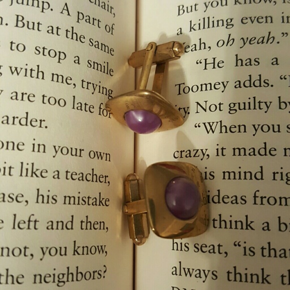 vintage gold and purple cufflinks