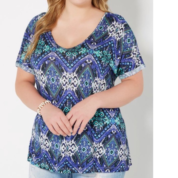 Plus Navy Southwest Split Dolman Top - Picture 2 of 3