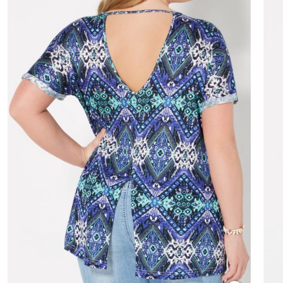 Plus Navy Southwest Split Dolman Top - Picture 3 of 3