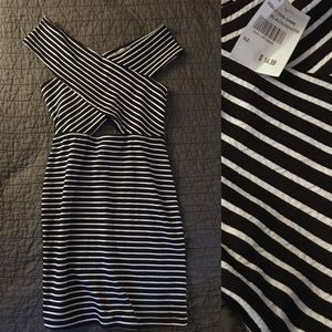 Black & White Striped Bodycon Mini with Cutouts