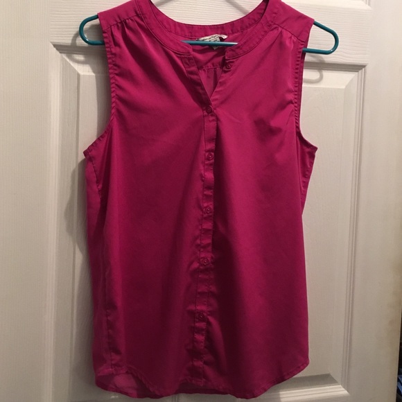 Pink button down tank