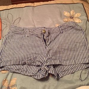 Blue and white stripped shorts size 17