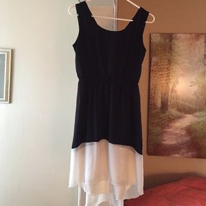 High-low navy & white dress