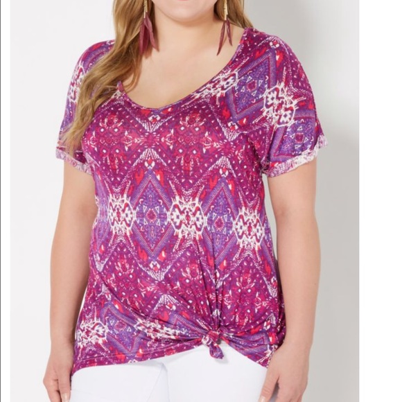 Plus Purple Southwest Split Dolman Top - Picture 2 of 3