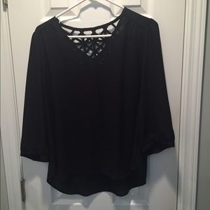 Black blouse with lattice design. Size XL
