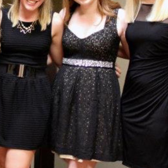 Black lace embellished dress size medium